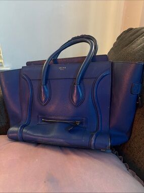 Celine blue leather tote